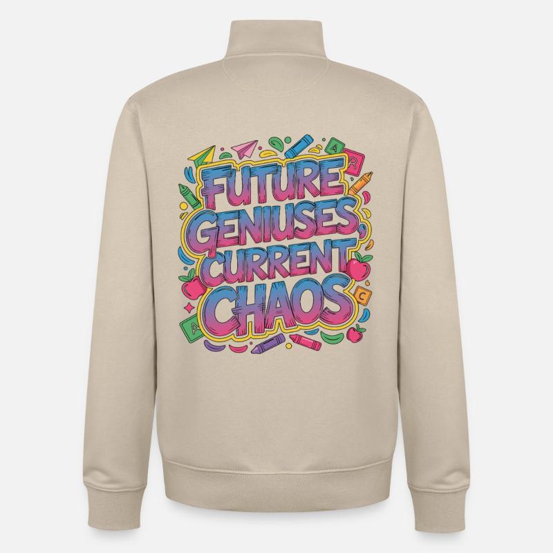 Elementary Teacher Future Geniuses Primary Teacher - Unisex Organic Zip Sweatshirt von Stanley/Stella - Cremebeige