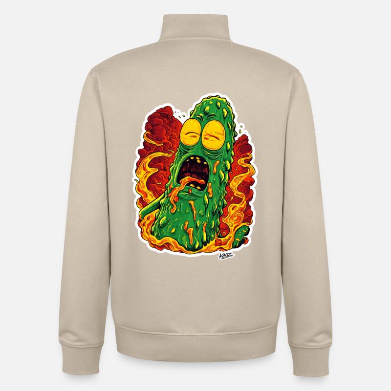 Fiery Meltdown Pickle Monster - Unisex Organic Zip Sweatshirt by Stanley/Stella - desert dust