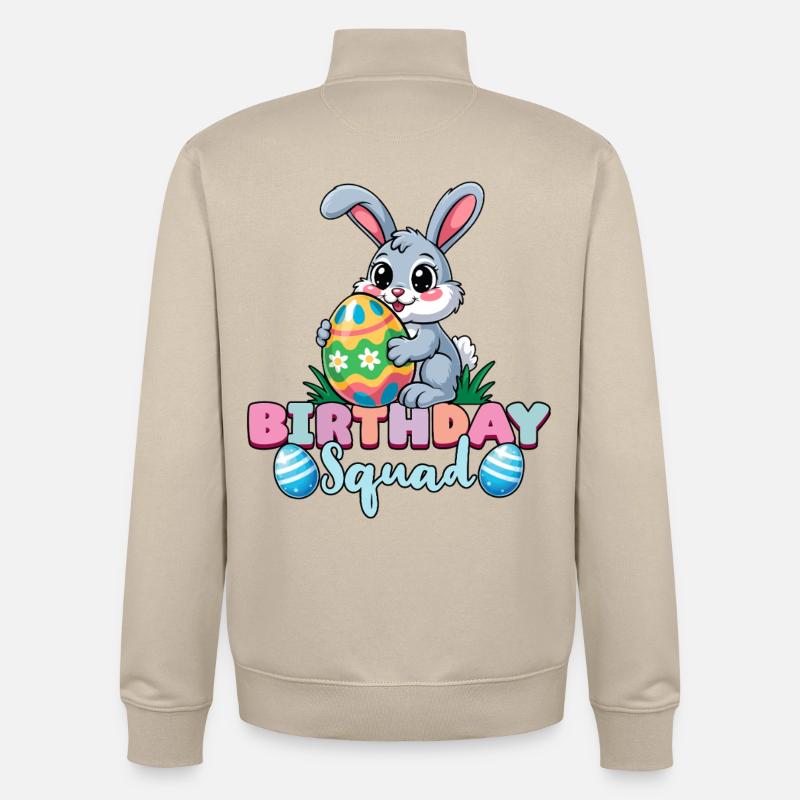 Birthday Squad Happy Easter Bunny Spring - Unisex Organic Zip Sweatshirt by Stanley/Stella - desert dust