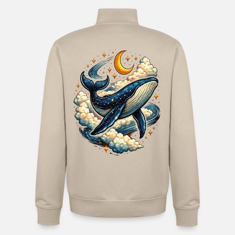 Baleine Céleste dans les Nuages - Sweat zippé unisexe en coton bio Stanley/Stella - beige crème