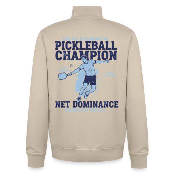 Pickleball Champion Net Dominance Relentless - Unisex Organic Zip Sweatshirt by Stanley/Stella - desert dust - Back - AI Model Male 185 dark (185cm)