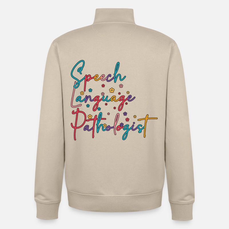 SLP Speech Language Pathologist - Unisex Organic Zip Sweatshirt by Stanley/Stella - desert dust