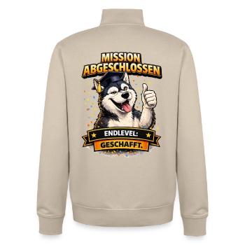 Abschlussklasse Misson Abgeschlossen Schulabgänger - Unisex Organic Zip Sweatshirt von Stanley/Stella - Cremebeige - Hinten - AI Model Male 185 dark (185cm)