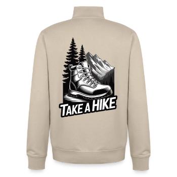 Wandern Outfit Take A Hike Bergsteiger Outdoor - Unisex Organic Zip Sweatshirt von Stanley/Stella - Cremebeige - Hinten - AI Model Male 185 dark (185cm)