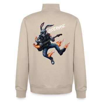 osterhase,heavymetal,rocker,ostern,hardcore,hase,e - Unisex Organic Zip Sweatshirt von Stanley/Stella - Cremebeige - Hinten - AI Model Male 185 dark (185cm)