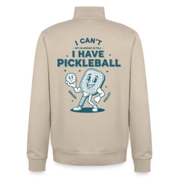 Pickleball, ich kann nicht, mein Kalender ist voll, ich habe lustig - Unisex Organic Zip Sweatshirt von Stanley/Stella - Cremebeige - Hinten - AI Model Male 185 dark (185cm)