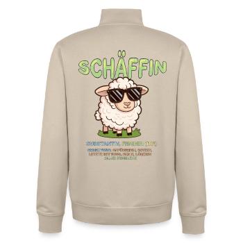 Schäffin Substantiv, feminin, die - Unisex Organic Zip Sweatshirt von Stanley/Stella - Cremebeige - Hinten - AI Model Male 185 dark (185cm)
