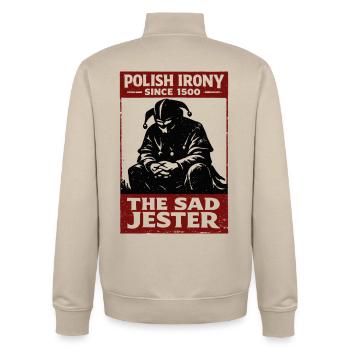 Ironie polonaise Stańczyk le bouffon triste - Sweat zippé unisexe en coton bio Stanley/Stella - beige crème - Dos - AI Model Male 185 dark (185cm)