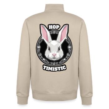 Lapin de Pâques Hoptimiste - Sweat zippé unisexe en coton bio Stanley/Stella - beige crème - Dos - AI Model Male 185 dark (185cm)