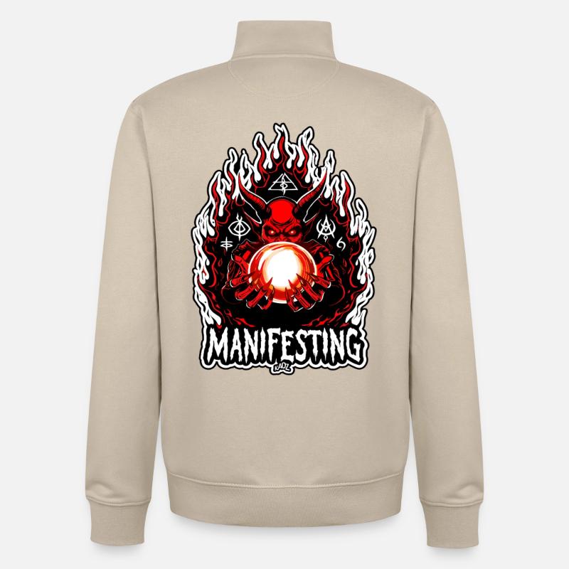 Flammengebundener Manifestierender Dämon - Unisex Organic Zip Sweatshirt von Stanley/Stella - Cremebeige