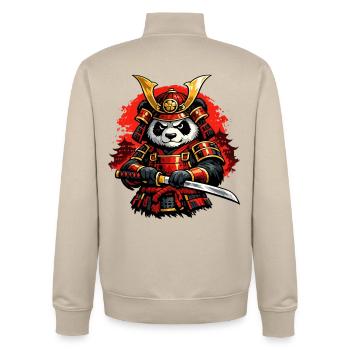 Samurai Panda with Japanese Style Katana - Unisex Organic Zip Sweatshirt by Stanley/Stella - desert dust - Back - AI Model Male 185 dark (185cm)