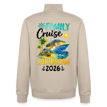 Family Cruise Caribbean 2026 - Unisex Organic Zip Sweatshirt von Stanley/Stella - Cremebeige - Hinten - AI Model Male 185 dark (185cm)