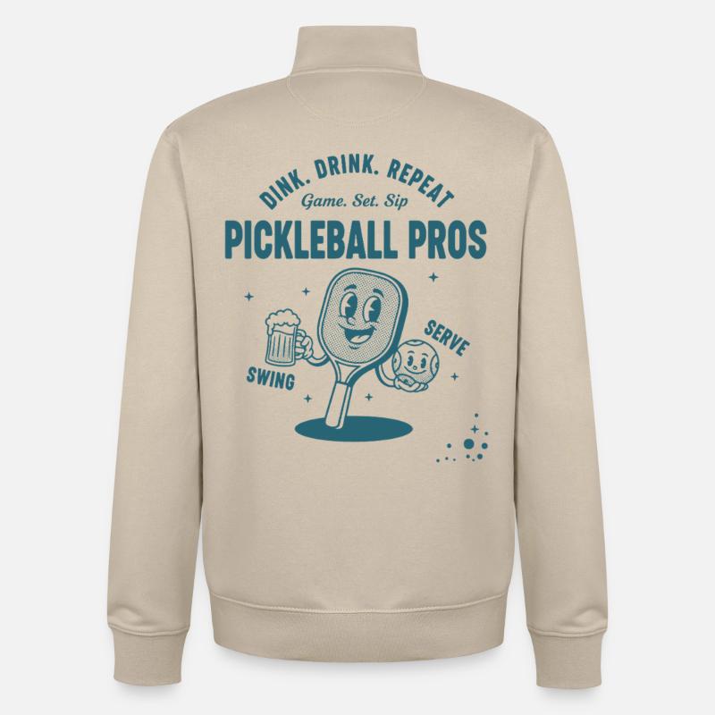 Pickleball Funny Player Dink Drink Repeat Pros - Unisex Organic Zip Sweatshirt by Stanley/Stella - desert dust