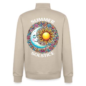 Litha Pagan: Sommersonnenwende, Mittsommer, Mittsommer, Mittsommer. - Unisex Organic Zip Sweatshirt von Stanley/Stella - Cremebeige - Hinten - AI Model Male 185 dark (185cm)