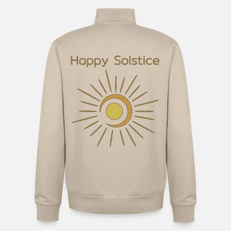 Litha Pagan Solstice d’été Midsommar - Sweat zippé unisexe en coton bio Stanley/Stella - beige crème