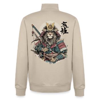 Lion Samurai Armor Warrior - Unisex Organic Zip Sweatshirt by Stanley/Stella - desert dust - Back - AI Model Male 185 dark (185cm)