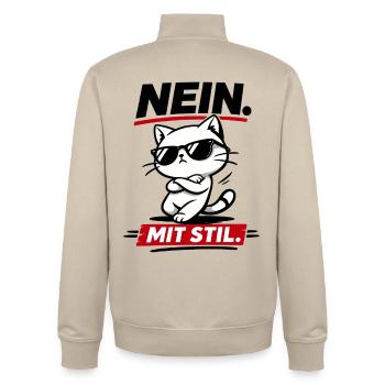 Coole Katze mit Stil lustig für Katzenfans - Unisex Organic Zip Sweatshirt von Stanley/Stella - Cremebeige - Hinten - AI Model Male 185 dark (185cm)