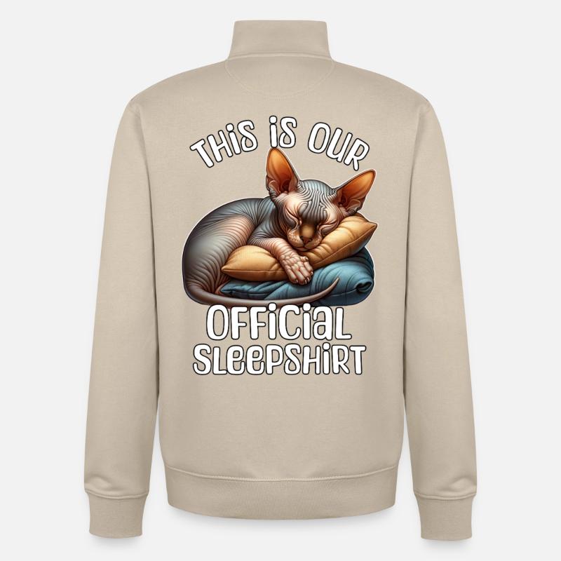 Chemise de nuit Sphynx Cat - Sweat zippé unisexe en coton bio Stanley/Stella - beige crème