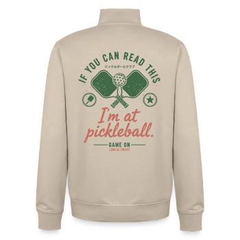 Pickleball-lustiger Spieler bin beim Pickle-Ball-Spiel - Unisex Organic Zip Sweatshirt von Stanley/Stella - Cremebeige - Hinten - AI Model Male 185 dark (185cm)