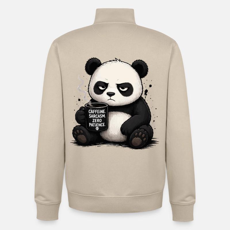 Panda au café avec sarcasme - Sweat zippé unisexe en coton bio Stanley/Stella - beige crème