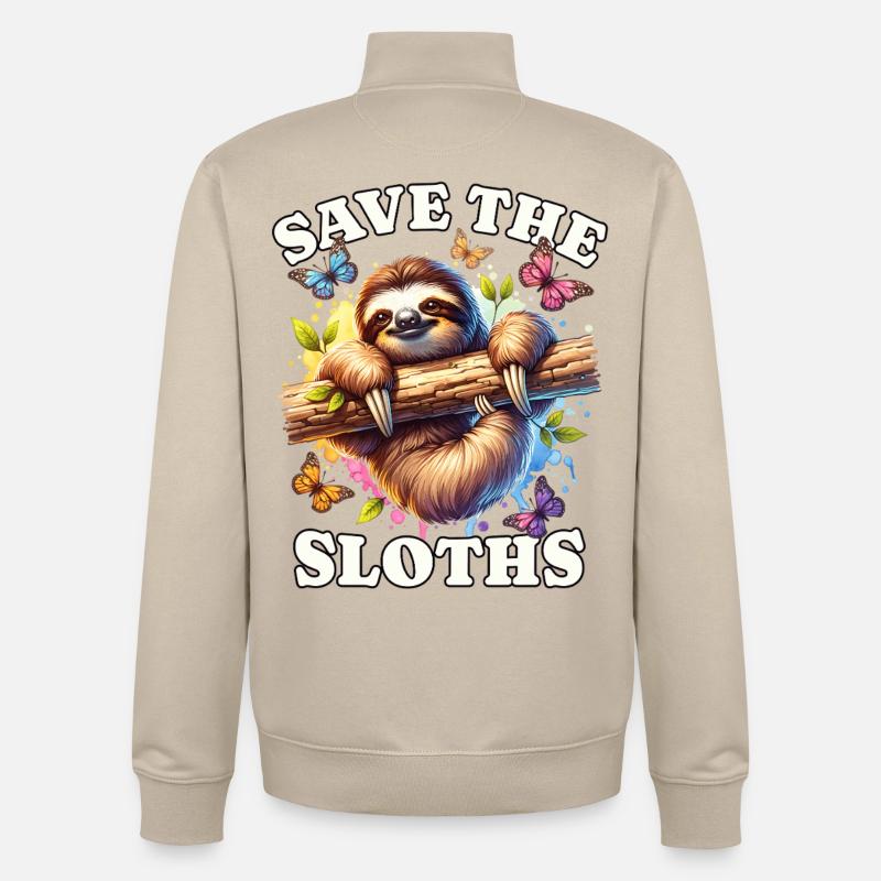 Faultier Save Sloth - Unisex Organic Zip Sweatshirt von Stanley/Stella - Cremebeige