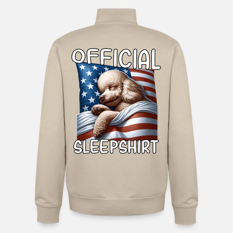Caniche US Sleeping Shirt - Sweat zippé unisexe en coton bio Stanley/Stella - beige crème