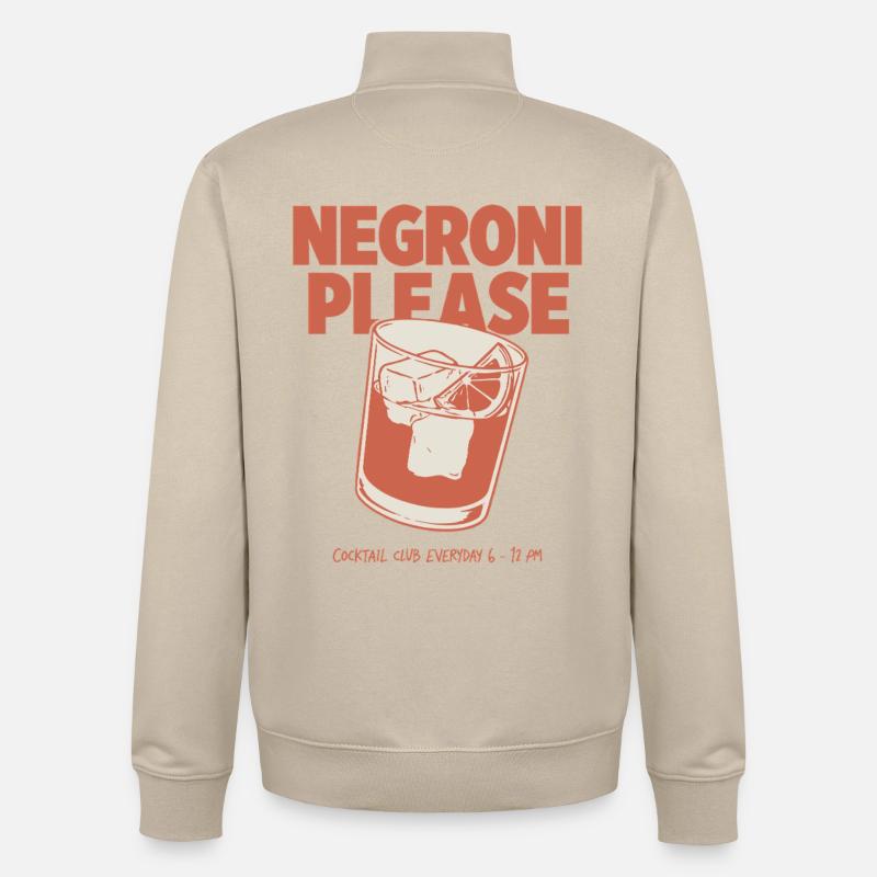 Negroni Please - Cocktail rétro & Happy Hour - Sweat zippé unisexe en coton bio Stanley/Stella - beige crème