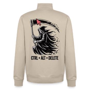 Ctrl Alt Delete Shirt mit Sensenmann - Gamer Shirt - Unisex Organic Zip Sweatshirt von Stanley/Stella - Cremebeige - Hinten - AI Model Male 185 dark (185cm)
