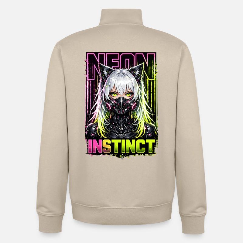 Neon Instinct Cyberpunk Katzenmädchen Style - Unisex Organic Zip Sweatshirt von Stanley/Stella - Cremebeige