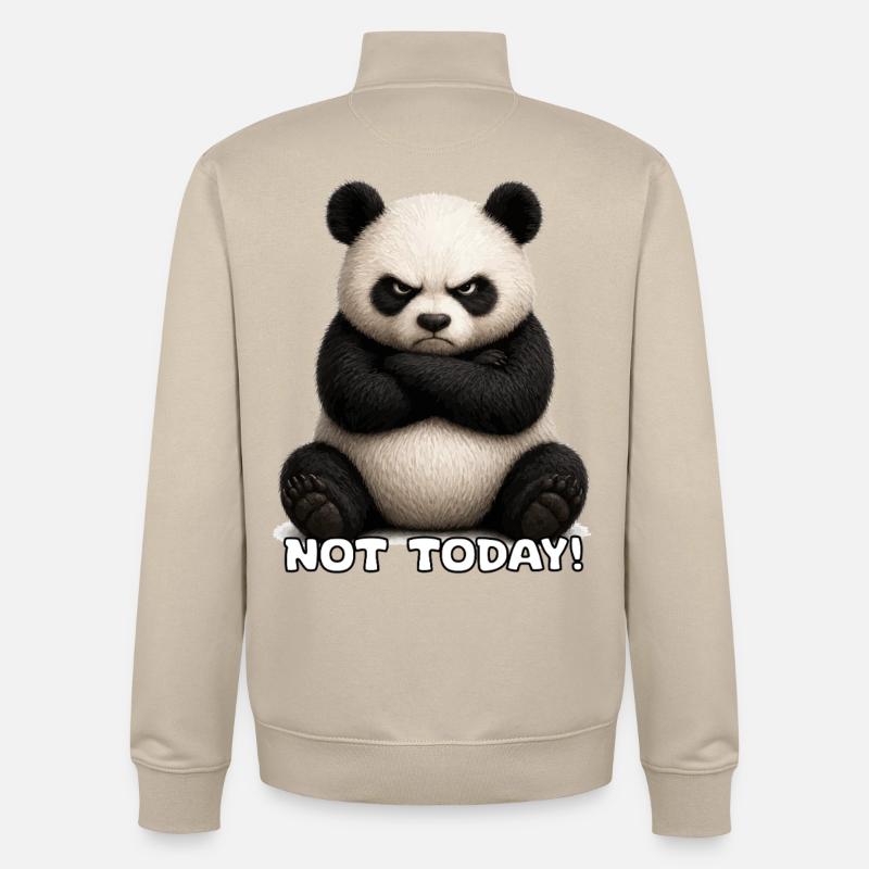 Panda Not Today Meme - Unisex Organic Zip Sweatshirt von Stanley/Stella - Cremebeige