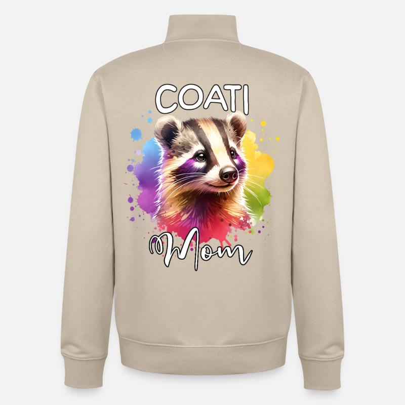 Coati Mom - Sweat zippé unisexe en coton bio Stanley/Stella - beige crème