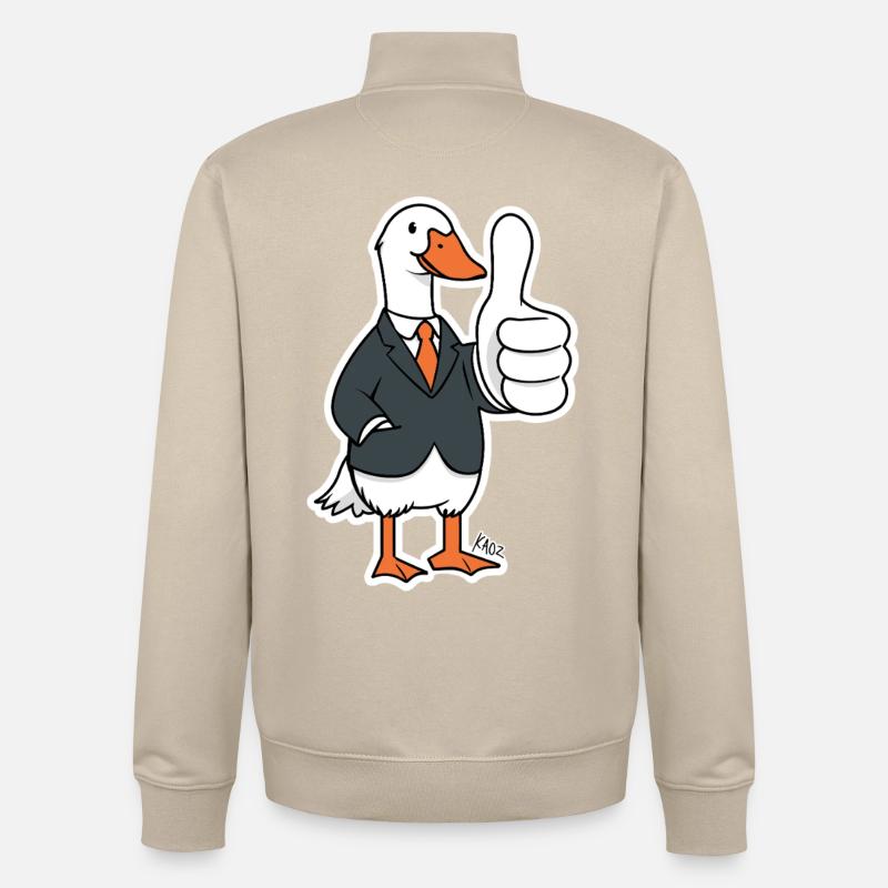 Canard élégant en costume - Sweat zippé unisexe en coton bio Stanley/Stella - beige crème