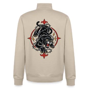 Panthère noire tattoo barbelés agressive - Unisex Organic Zip Sweatshirt by Stanley/Stella - desert dust - Back - AI Model Male 185 dark (185cm)