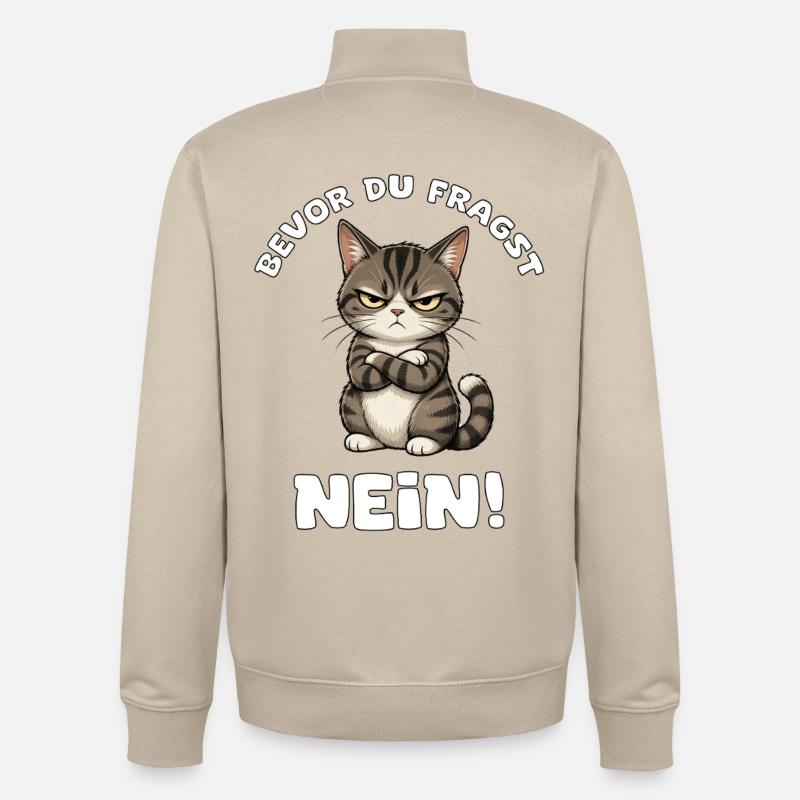 Bevor du fragst Katze - Unisex Organic Zip Sweatshirt von Stanley/Stella - Cremebeige