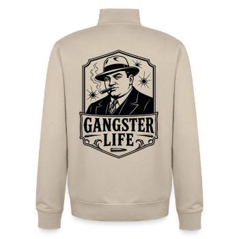 Gangster Life Al Capone Mafia - Unisex Organic Zip Sweatshirt by Stanley/Stella - desert dust - Back - AI Model Male 185 dark (185cm)