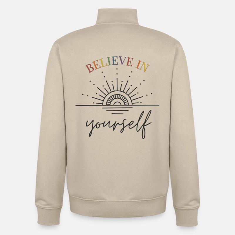 Croyez en vous Lever - Sweat zippé unisexe en coton bio Stanley/Stella - beige crème