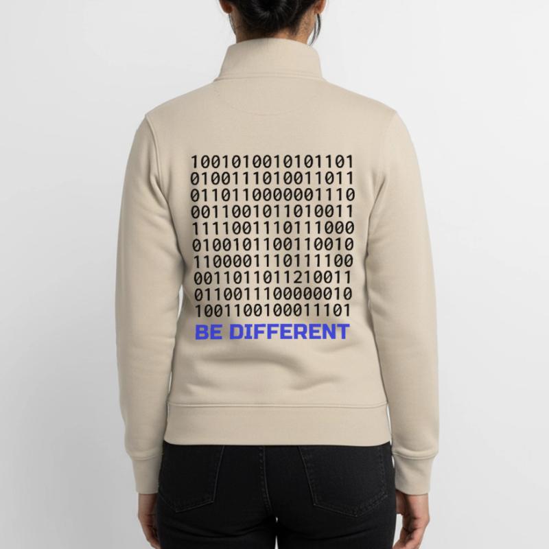 Be Different: Binary Pattern with Message Unisex Organic Zip Sweatshirt by Stanley/Stella