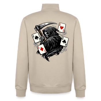 Sensenmann Poker Spieler Dark Fantasy Motiv - Unisex Organic Zip Sweatshirt von Stanley/Stella - Cremebeige - Hinten - AI Model Male 185 dark (185cm)