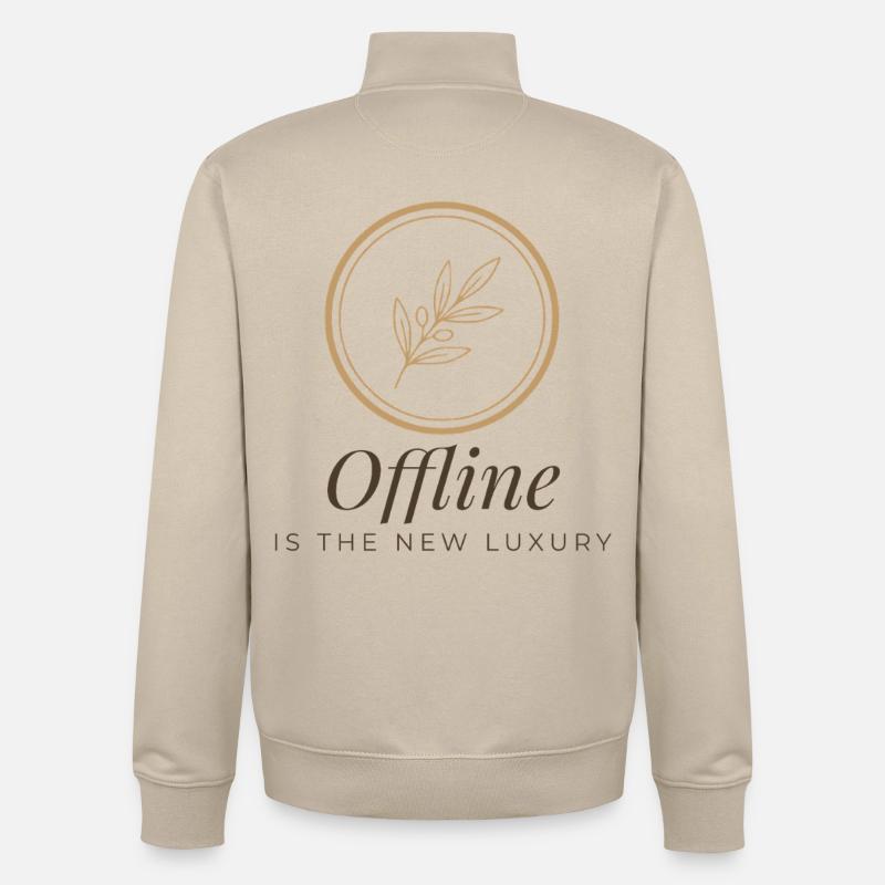Offline Is The New Luxury Tee - Sweat zippé unisexe en coton bio Stanley/Stella - beige crème
