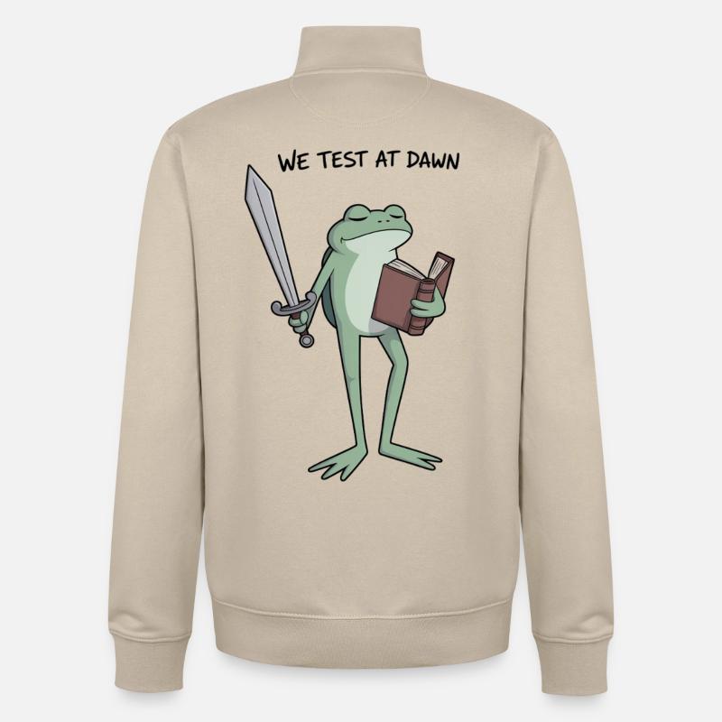 Chevalier Grenouille Matinale - Sweat zippé unisexe en coton bio Stanley/Stella - beige crème