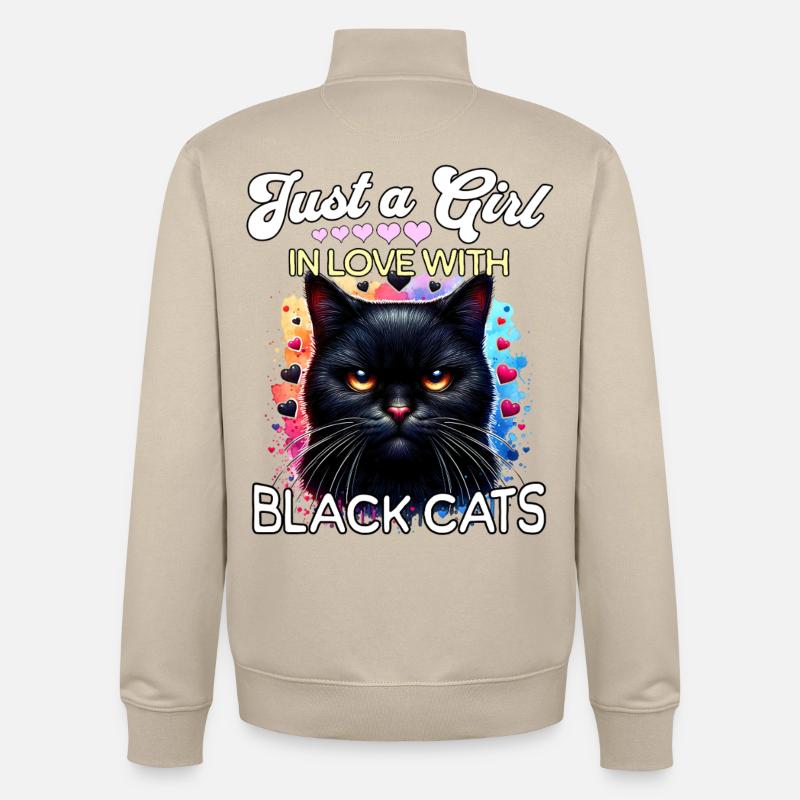 Schwarze Katze Mädchen - Unisex Organic Zip Sweatshirt von Stanley/Stella - Cremebeige