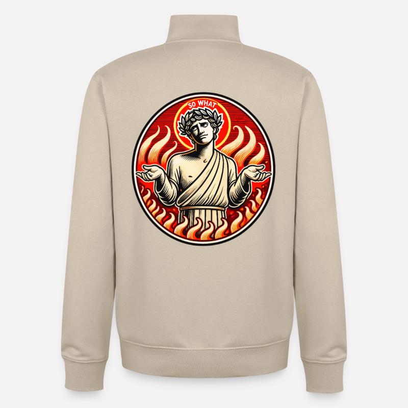 Flamebound Saint Dante Purgatory  - Unisex Organic Zip Sweatshirt by Stanley/Stella - desert dust