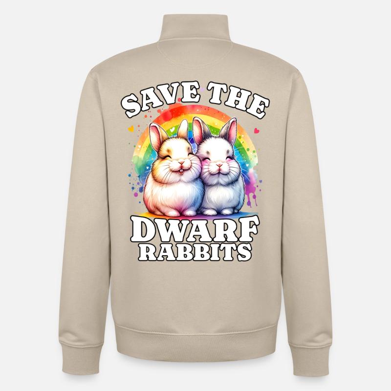 Zwergkaninchen Save Dwarf Rabbit - Unisex Organic Zip Sweatshirt by Stanley/Stella - desert dust