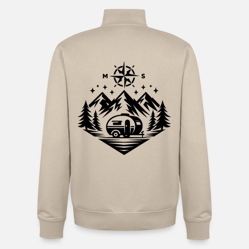 Camping Compass Mountains - Unisex Organic Zip Sweatshirt by Stanley/Stella - desert dust
