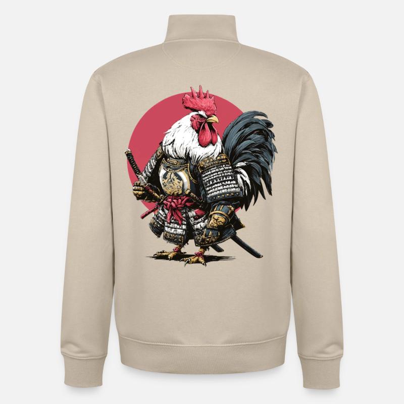 Rooster Samurai Armor - Unisex Organic Zip Sweatshirt by Stanley/Stella - desert dust