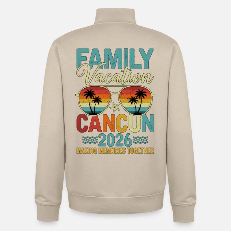 Vacances en famille Cancún 2026 - Sweat zippé unisexe en coton bio Stanley/Stella - beige crème