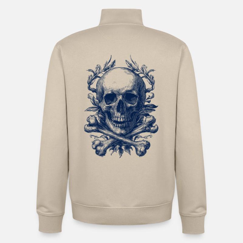 Crâne Floral – Beauté Sombre - Sweat zippé unisexe en coton bio Stanley/Stella - beige crème