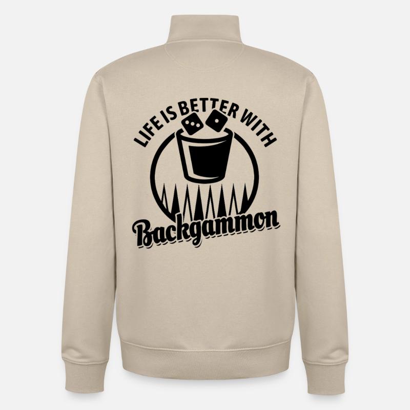 Backgammon | Board Game | Gift - Unisex Organic Zip Sweatshirt by Stanley/Stella - desert dust