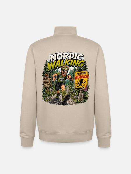 Nordic Walking Waldabenteuer Comic - Unisex Organic Zip Sweatshirt von Stanley/Stella - Cremebeige