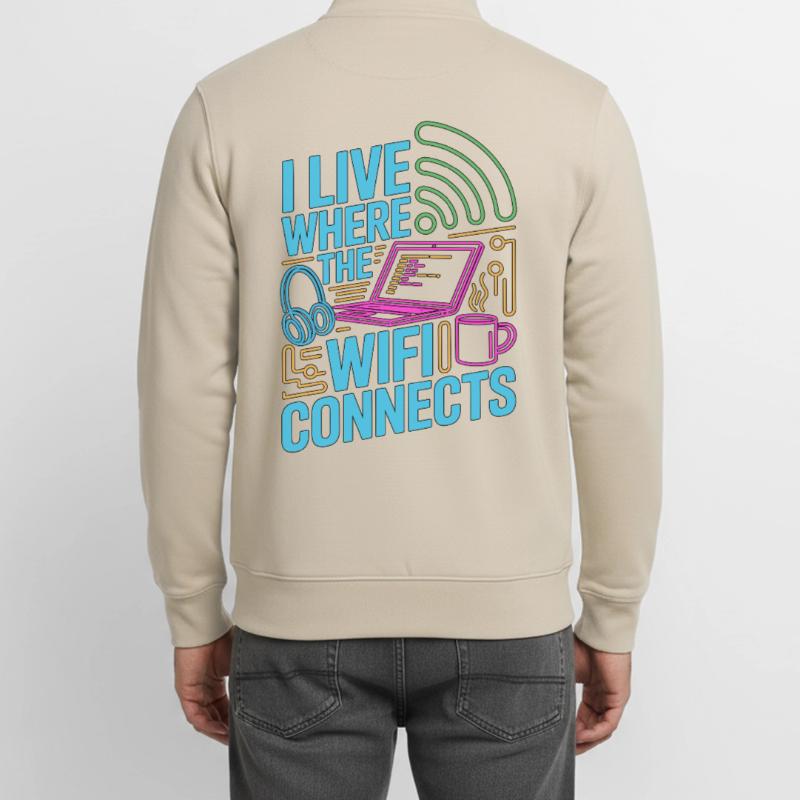 Remote Developer I Live Where The Web Developer Unisex Organic Zip Sweatshirt von Stanley/Stella